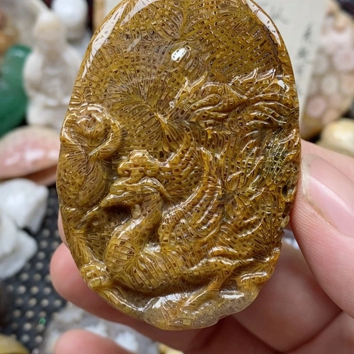硅化珊瑚（珊瑚玉）未镶嵌颈饰有瑕