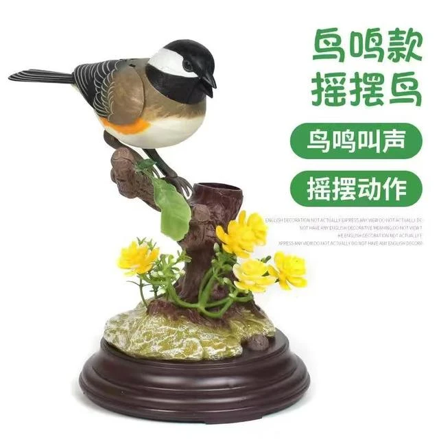 仿真声控小鸟摆件办公室桌面创意美丽小鸟会叫会动家居客厅摆件