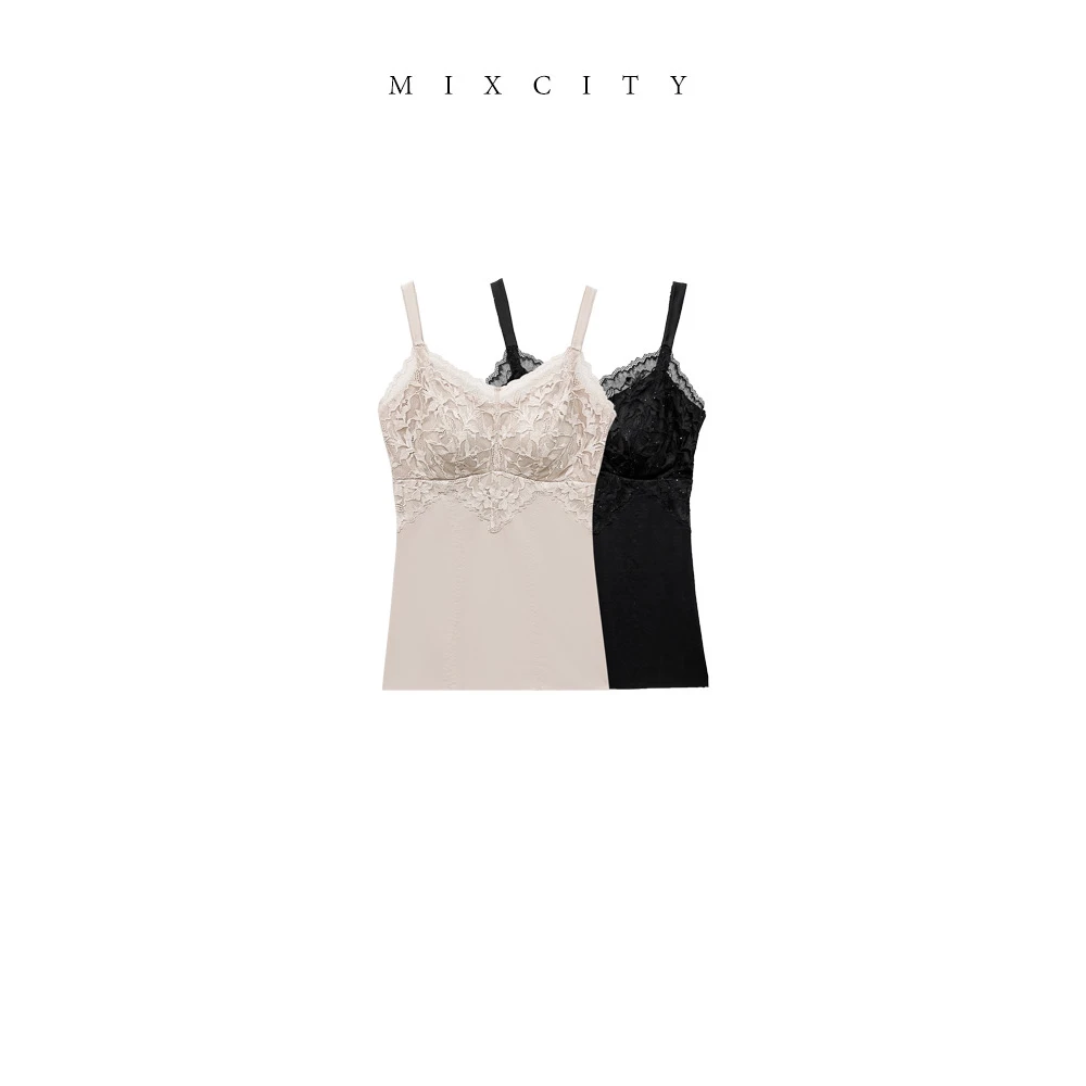 【MIXCITY亚楠家】一体免穿文胸塑形美背收腹束身蕾丝吊带背心8826
