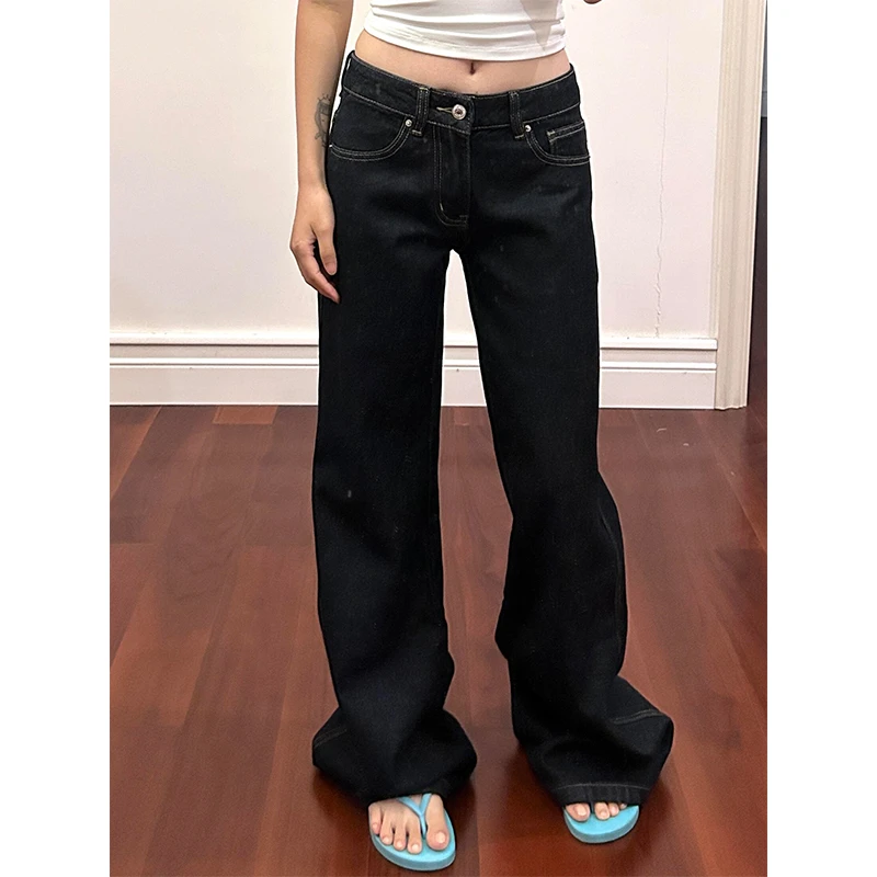 微胖mm高级感休闲宽松百搭牛仔裤女春季新款复古水洗显瘦直筒裤子