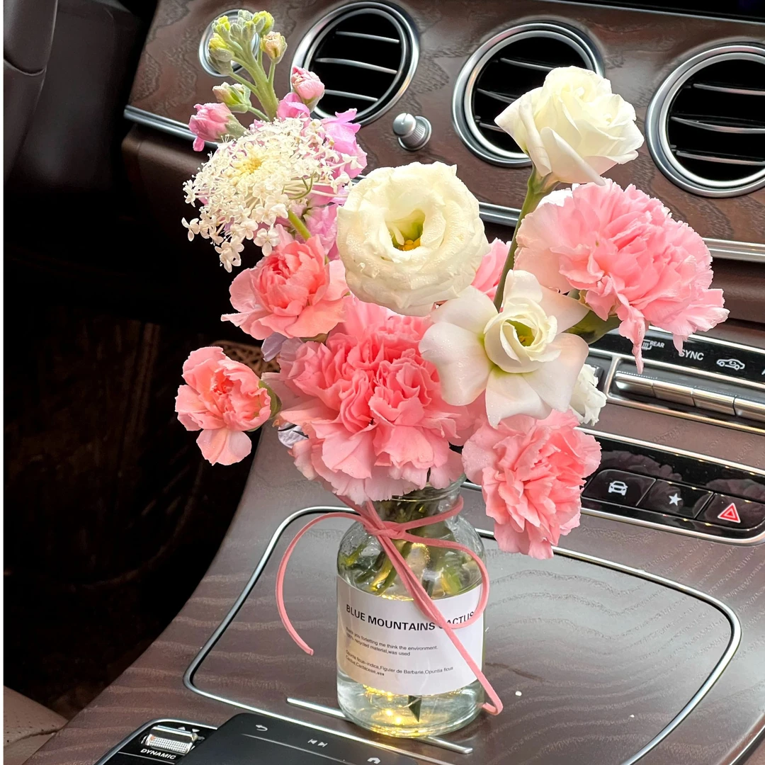 【女神节小花束】企业团购小花束（2枝粉色康乃馨混搭小花束含花瓶）