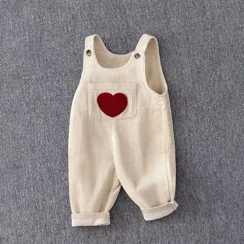 儿童宝宝背带裤灯芯绒秋冬新款韩版儿童条绒裤子加绒加厚连体裤子