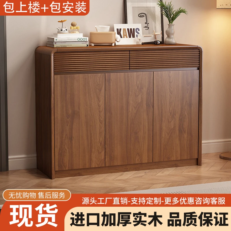 实木鞋柜家用门口入户门收纳柜一体靠墙鞋柜家用门口2025年最新款