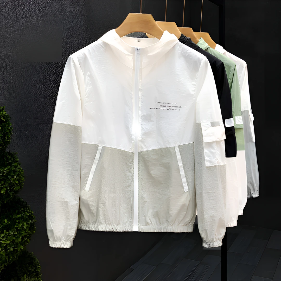2023新款夏季男士外套拼接透明薄款钓鱼防晒服男款潮牌冰丝防晒衣