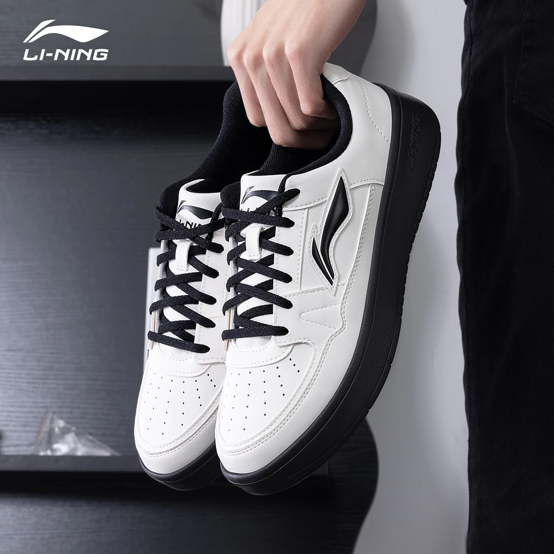 李宁月临男鞋板鞋2025新品黑白简约熊猫板鞋时尚低帮透气休闲鞋子
