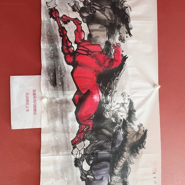 国画黄春香国画八骏雄风尺寸180*68