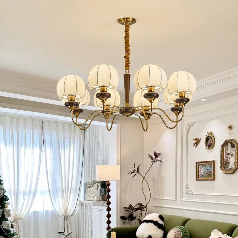 中古风客厅吊灯布艺花纹卧室灯美式复古餐厅灯法式南洋风餐厅吊灯