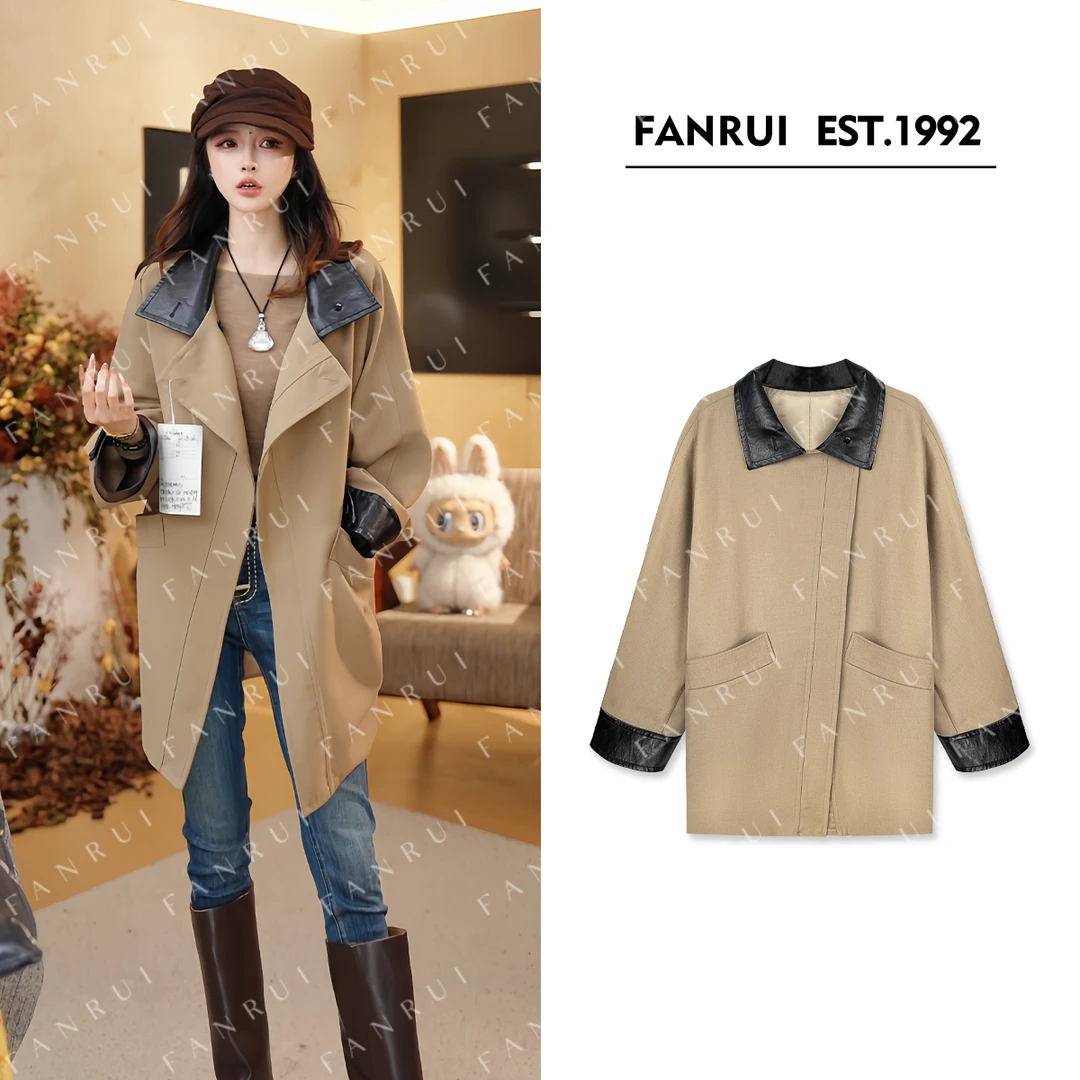 FANRUI/泛芮「暮城旧事」莱赛尔+羊毛复古翻领高级感风衣外套B17882