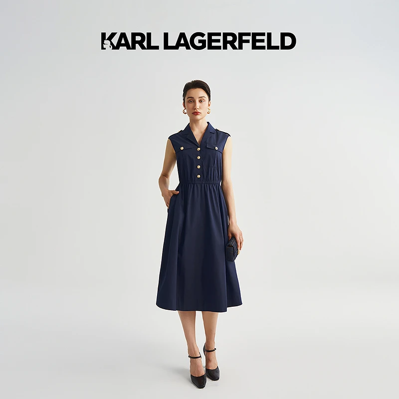 KARL LAGERFELD卡尔拉格斐2025夏季新款收腰连衣裙M22E13B2
