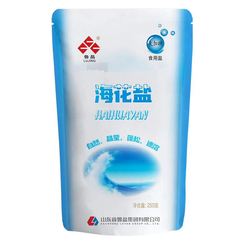 鲁晶海花盐250g*4袋未加碘地下古海水不加抗结剂速溶咸鲜LN