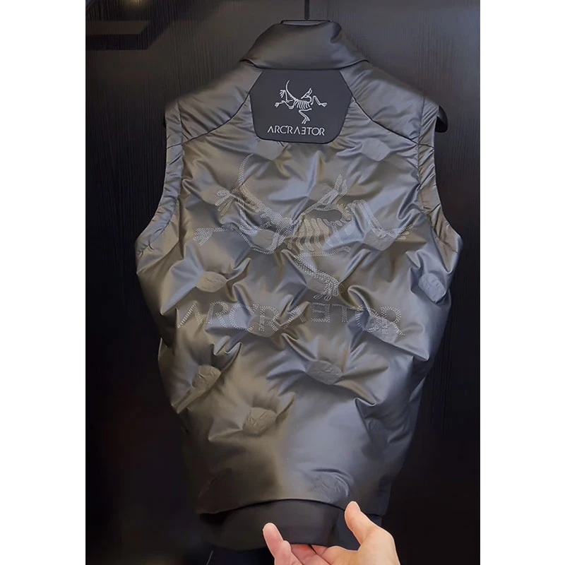 欧货顶奢高定大牌男装马夹2025秋冬新款鸟家字母烫印立领棉马甲潮