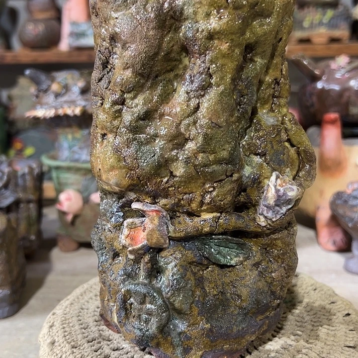 手工粗陶高温花盆