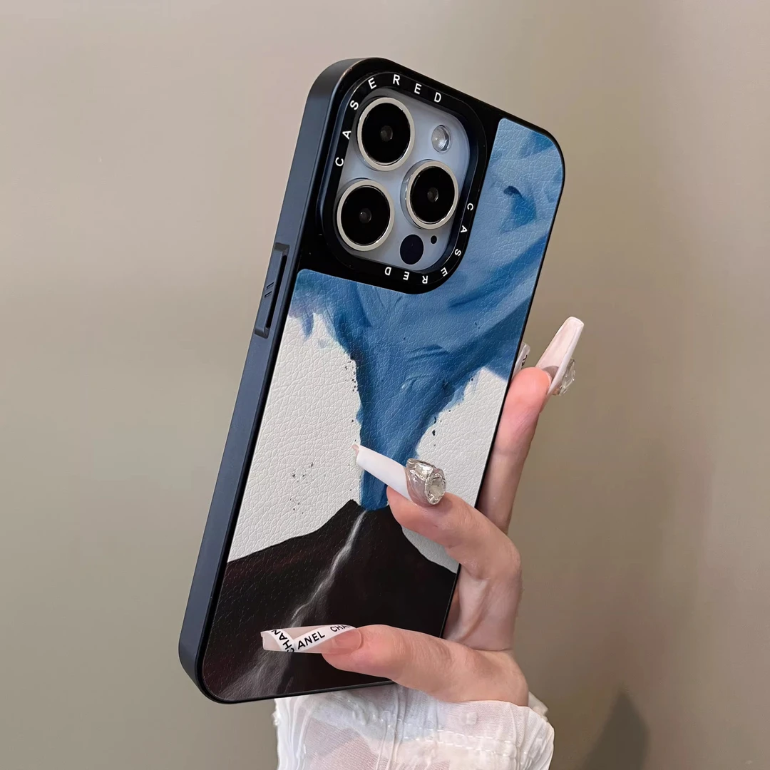 棕火山喷发适用苹果16promax手机壳iPhone15小羊皮12全包14新款13