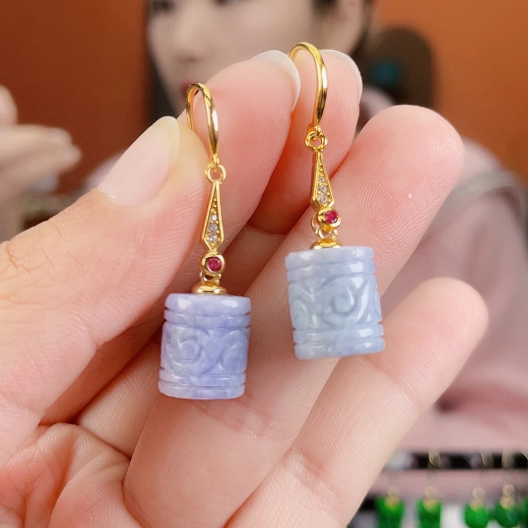 翡翠银S925镶嵌耳饰