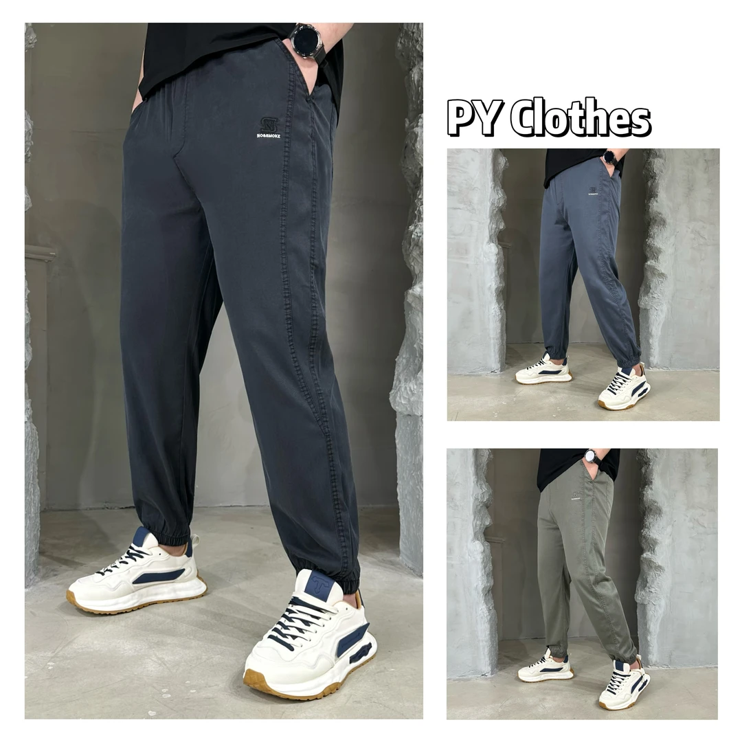 胖语大码男装 2025夏季新款百搭超薄超垂冰感休闲束脚裤5680#M