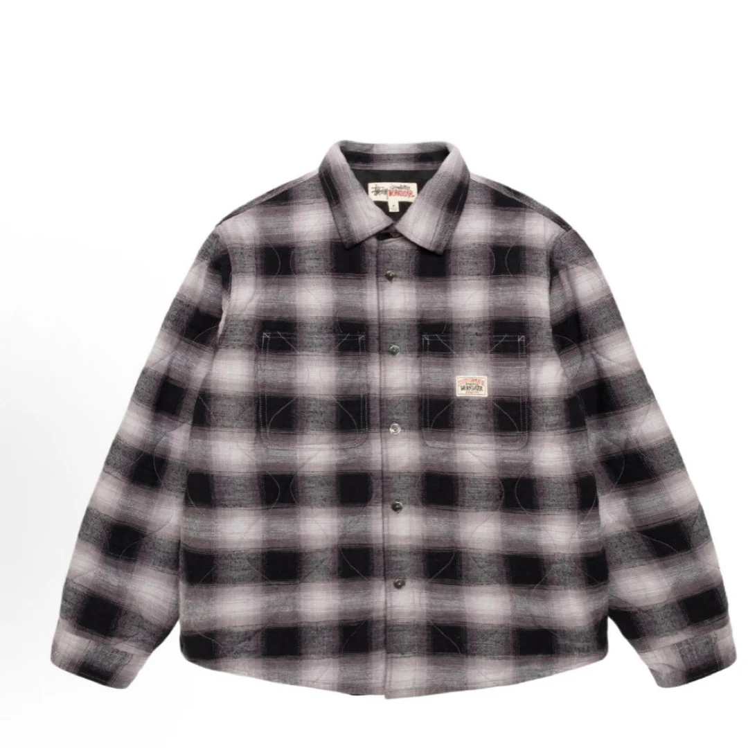 Stussy FW25 QUILTED PLAID SHIRT JACKET 格纹外套加棉