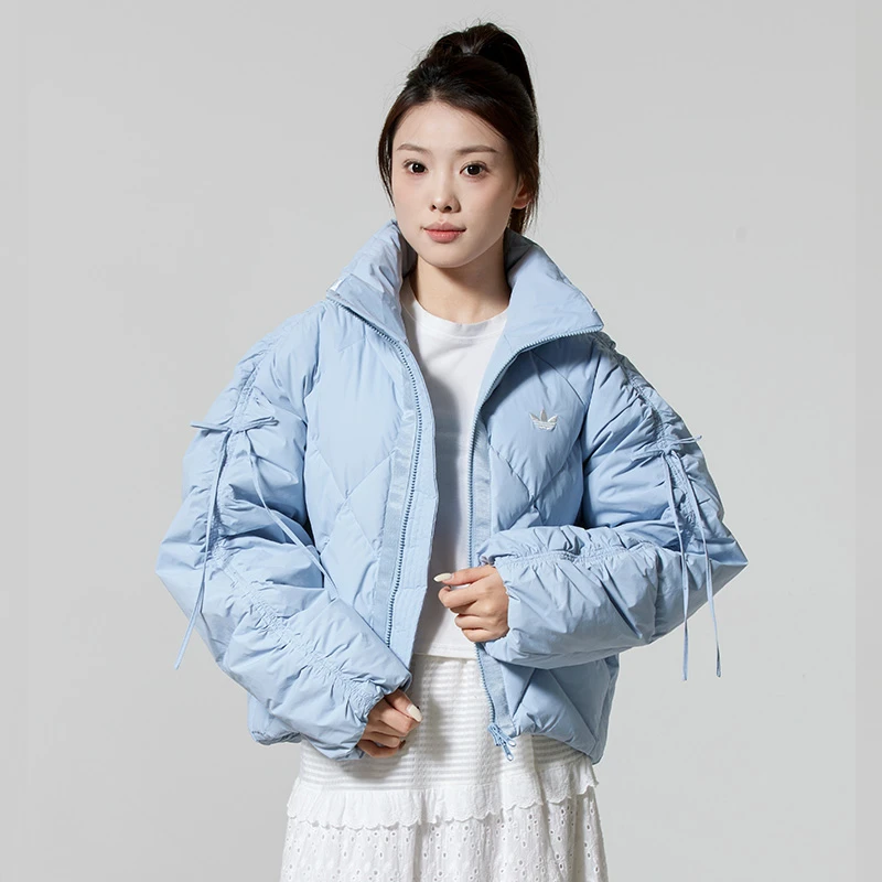 阿迪达斯三叶草短款立领羽绒服女冬季休闲保暖防风运动外套KC2612