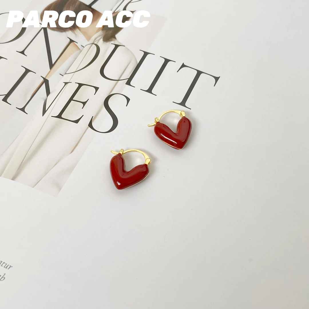 铜合金珐琅耳饰 F314 刘亦菲同款爱心珐琅耳钉