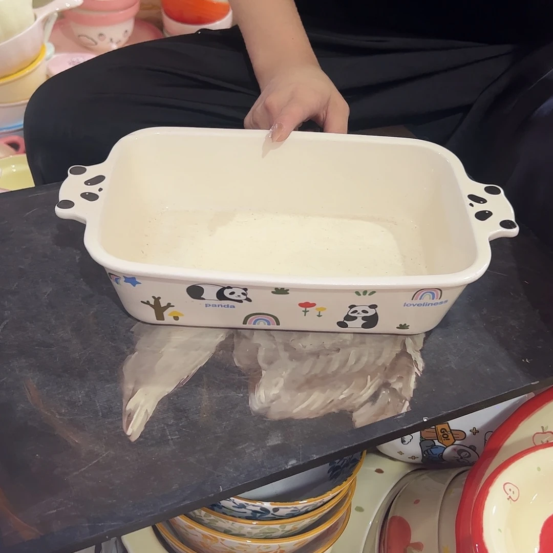 瓷片熊猫烤盘一个微瑕