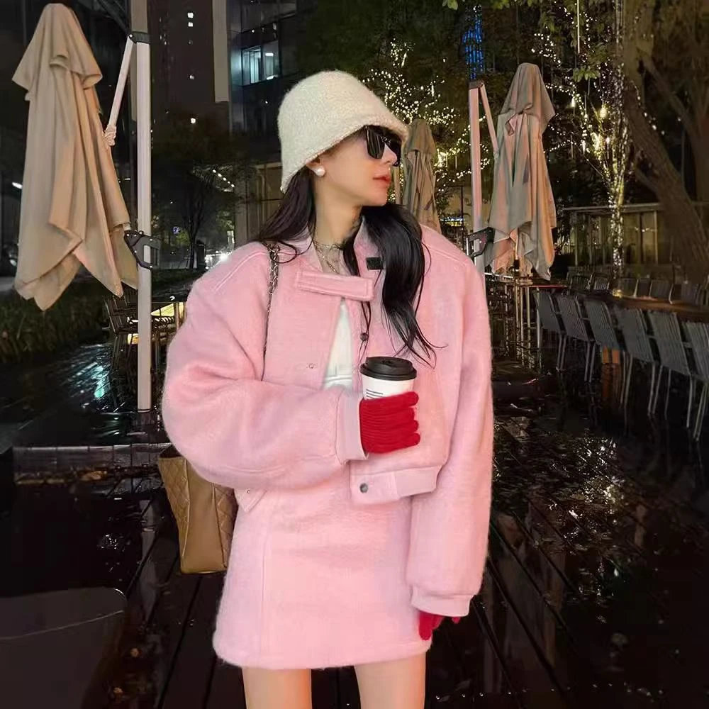 毛呢加棉加厚活泼减龄女冬温柔系奶乖炸街圣诞新年套装（no退no换）