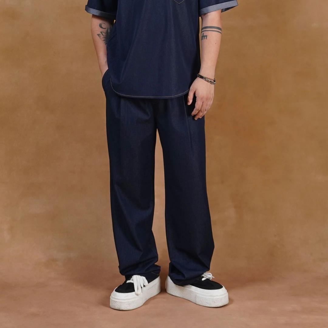 Uncle Martin 夏季新款Polo凉感亲肤时尚休闲丝绒牛仔裤