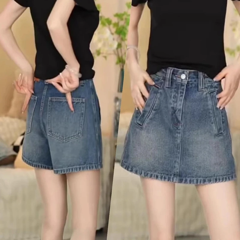 美式复古牛仔半身短裙裤女2025夏季新款高腰a字辣妹包臀裙子半裙