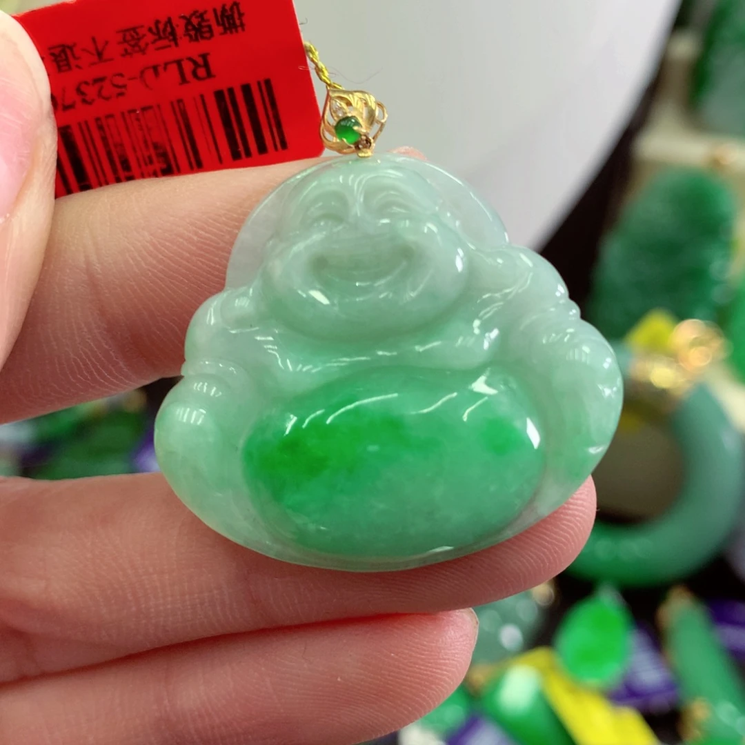 翡翠18K金镶嵌吊坠(不含链)