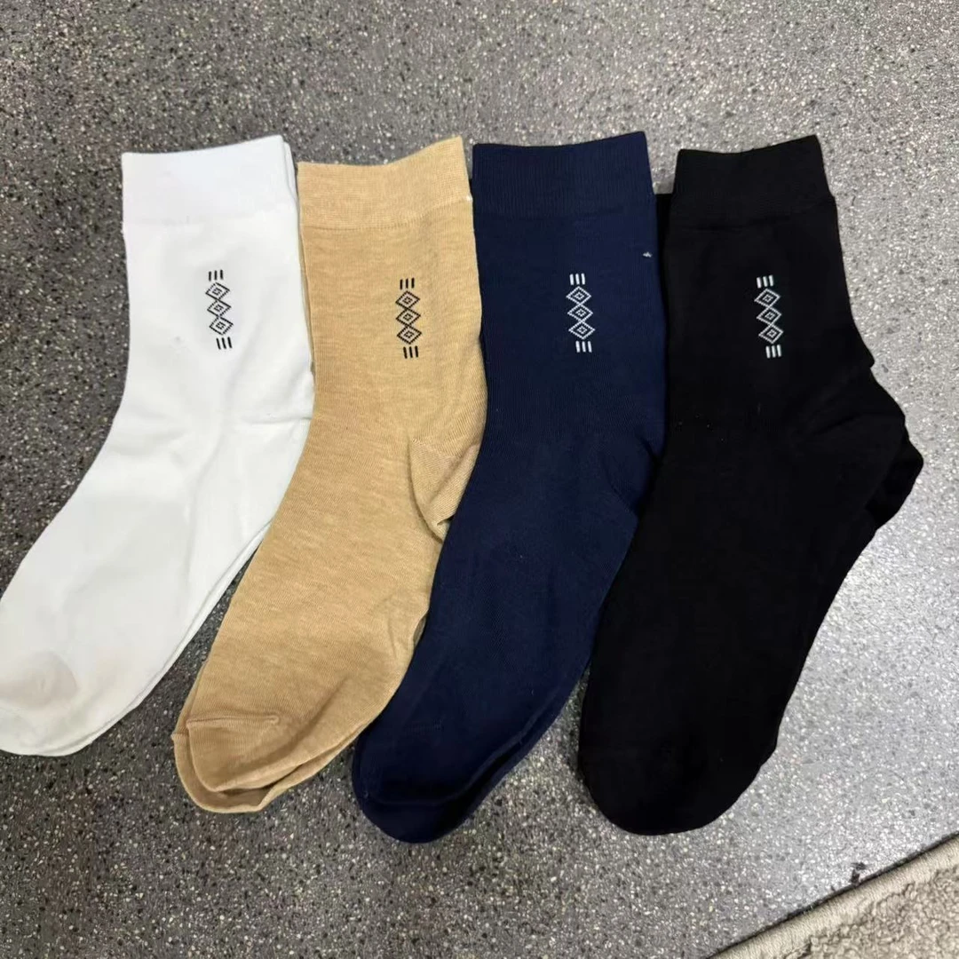 菱形格海宁居家中筒袜防臭潮流简约百搭休闲