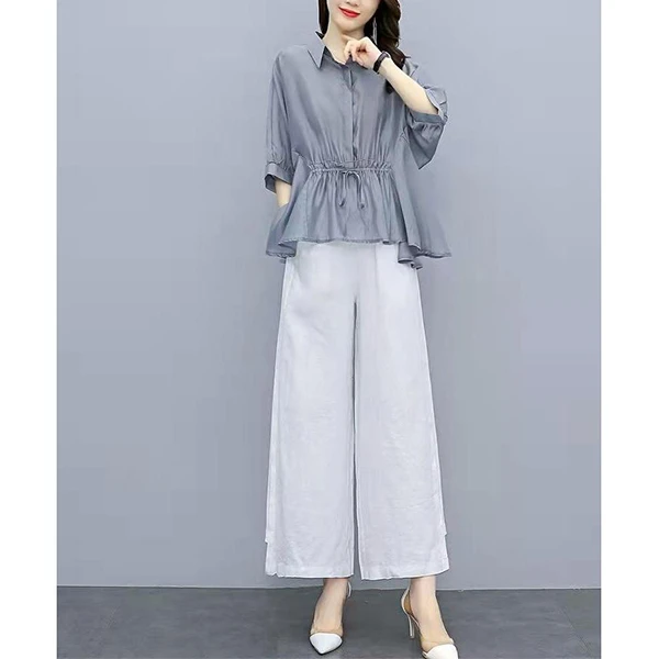 YX#时尚休闲套装上衣阔腿裤两件套夏装新款气质洋气女装DY2705