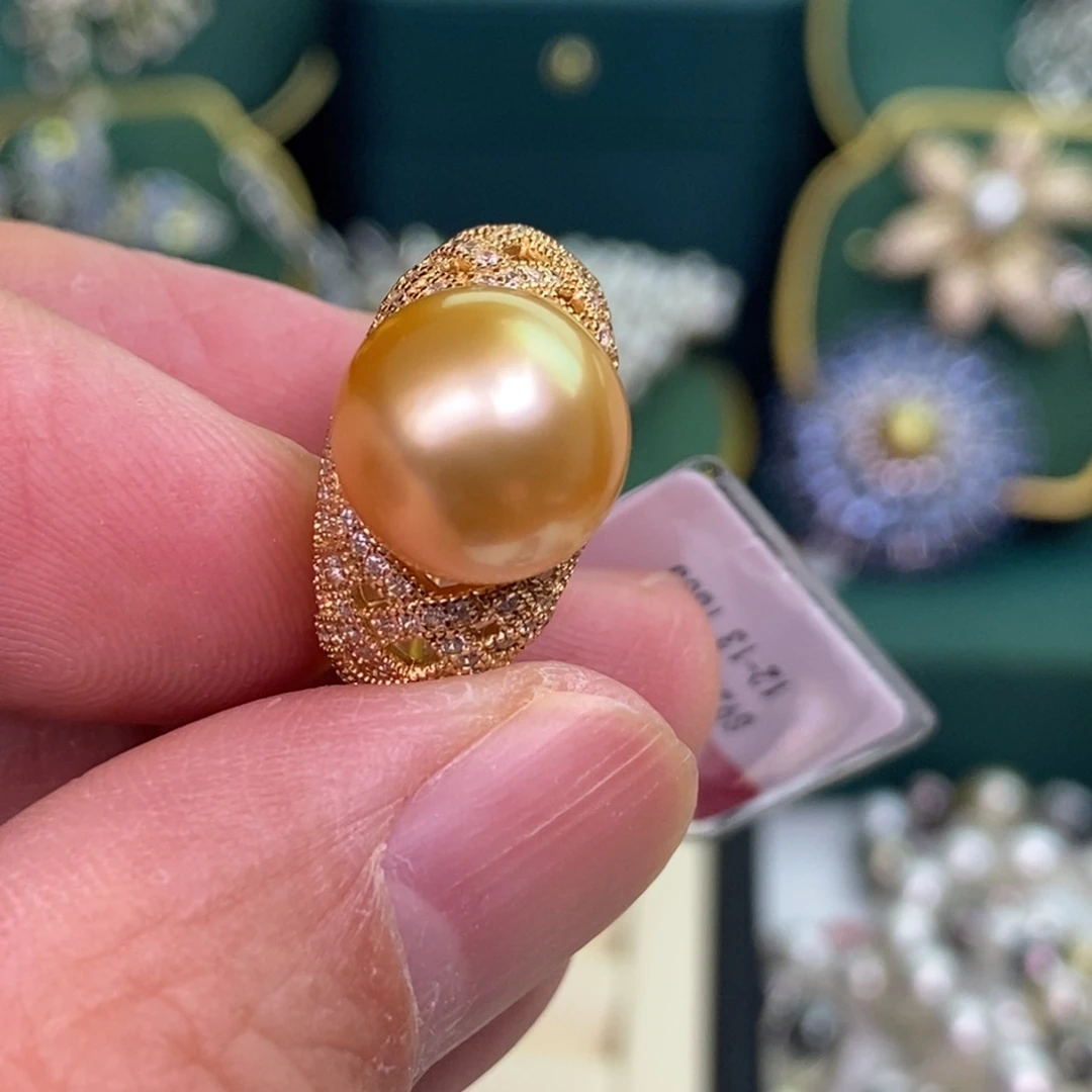 银S925镶嵌戒指海水珍珠