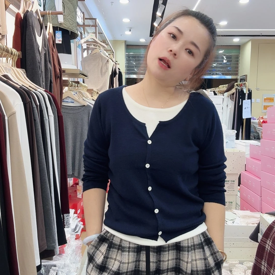 棉A030宝石蓝毛衫打底