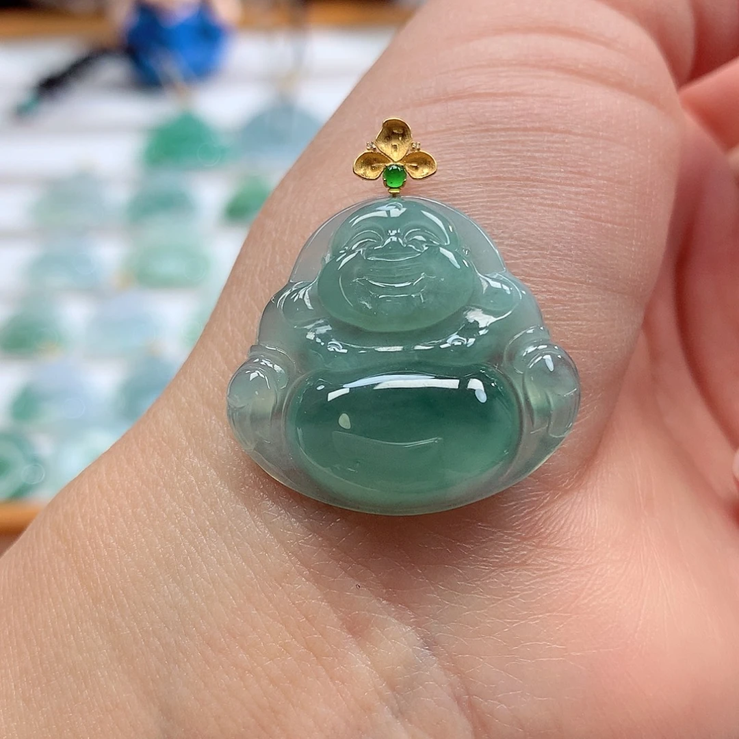 翡翠18K金镶嵌吊坠(赠链)