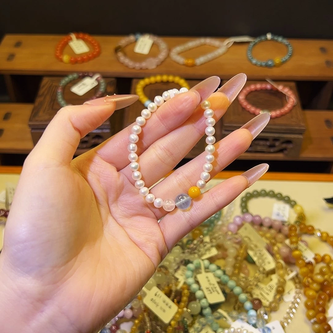 水晶手链银S925镶嵌珍珠344