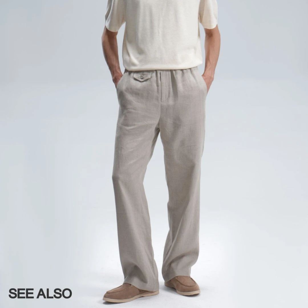 SEE ALSO『雨露亚麻』法国进口原麻老钱松弛感肌理廓形休闲直筒长裤