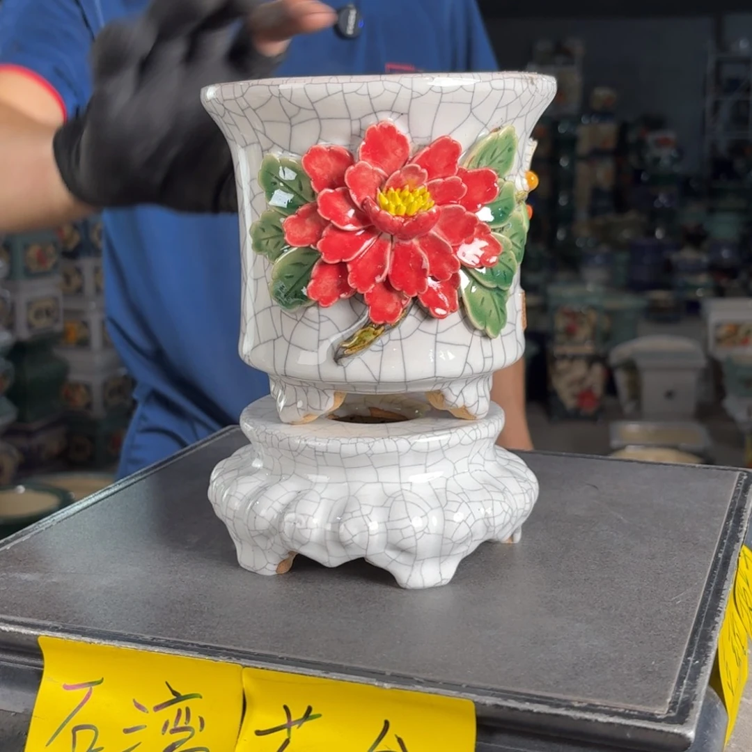 一风堂石湾花盆 内11*11，高19微瑕