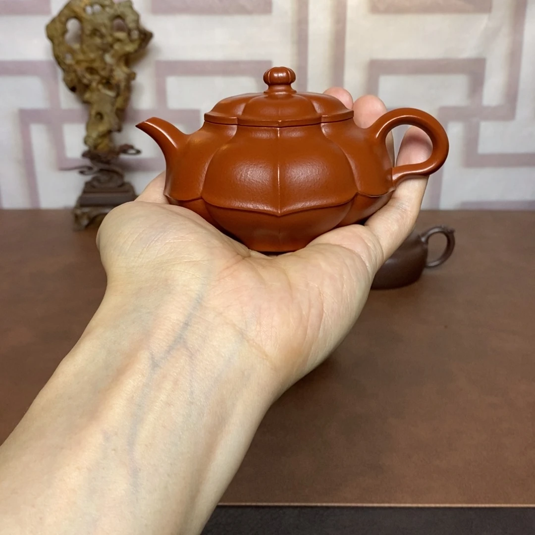 茶壶紫砂紫砂茶具朱泥菱花仙子