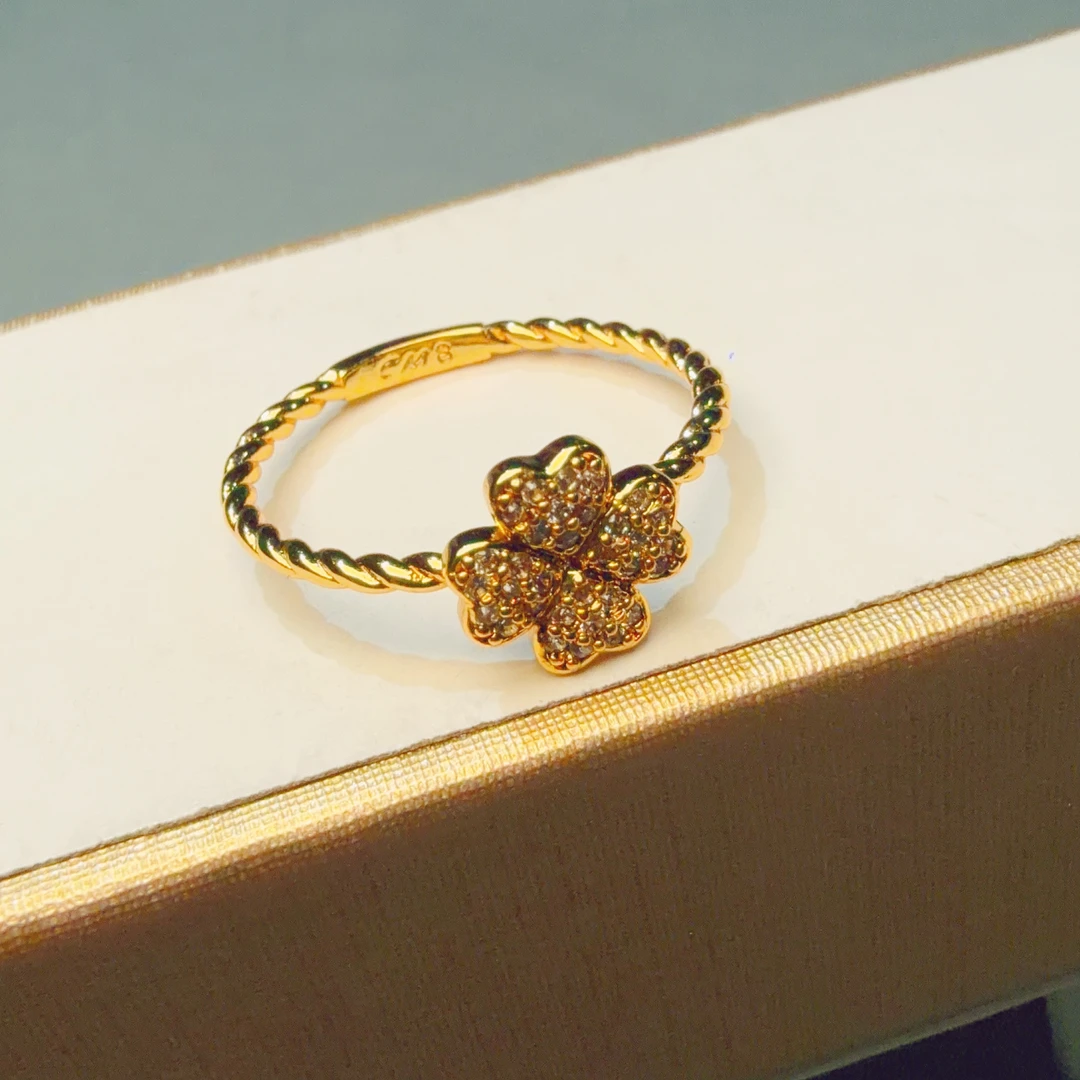 戒指 戒指 JD6J111古法四叶草戒指多样性发货