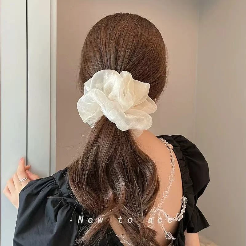 LL琳网纱大肠发圈简约气质发绳肥肠扎头绳丸子头马尾橡皮筋头饰