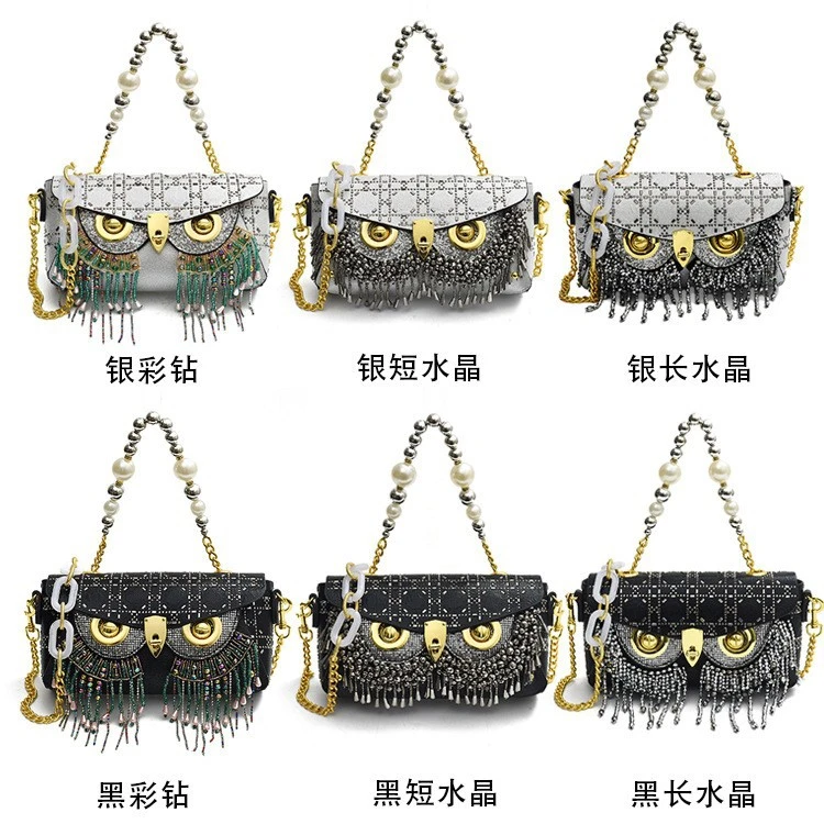 秋冬季新款时尚感猫头鹰流苏女士欧美手提单肩包小众设计潮流百搭