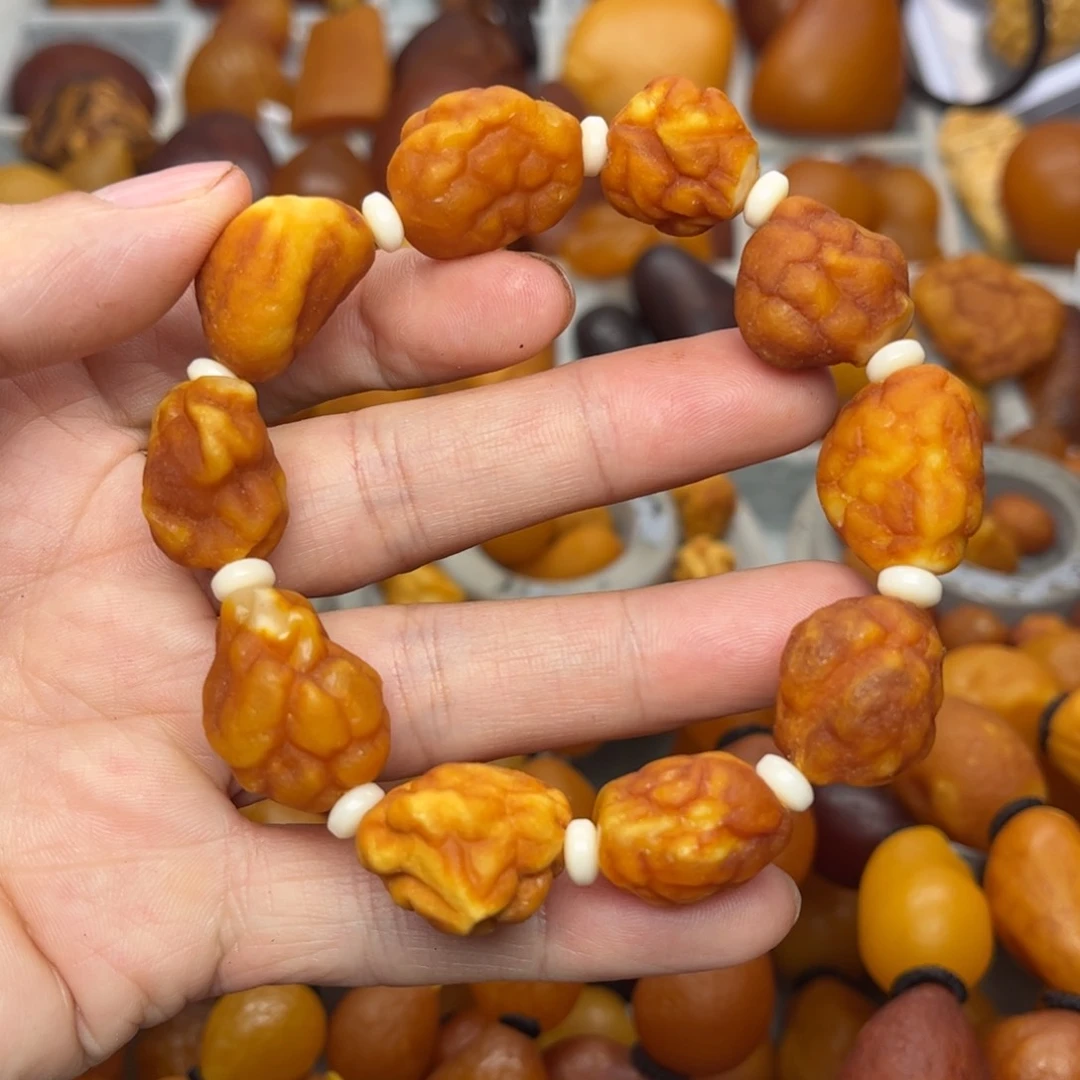 琥珀裸石未镶嵌天然蜜蜡手串
