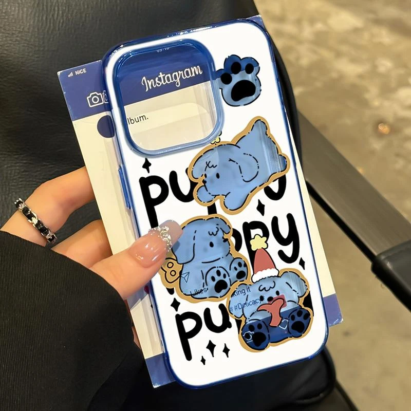 奥菲顿镂空ins小狗适用iPhone16/15promax透蓝手机软壳14苹果12套