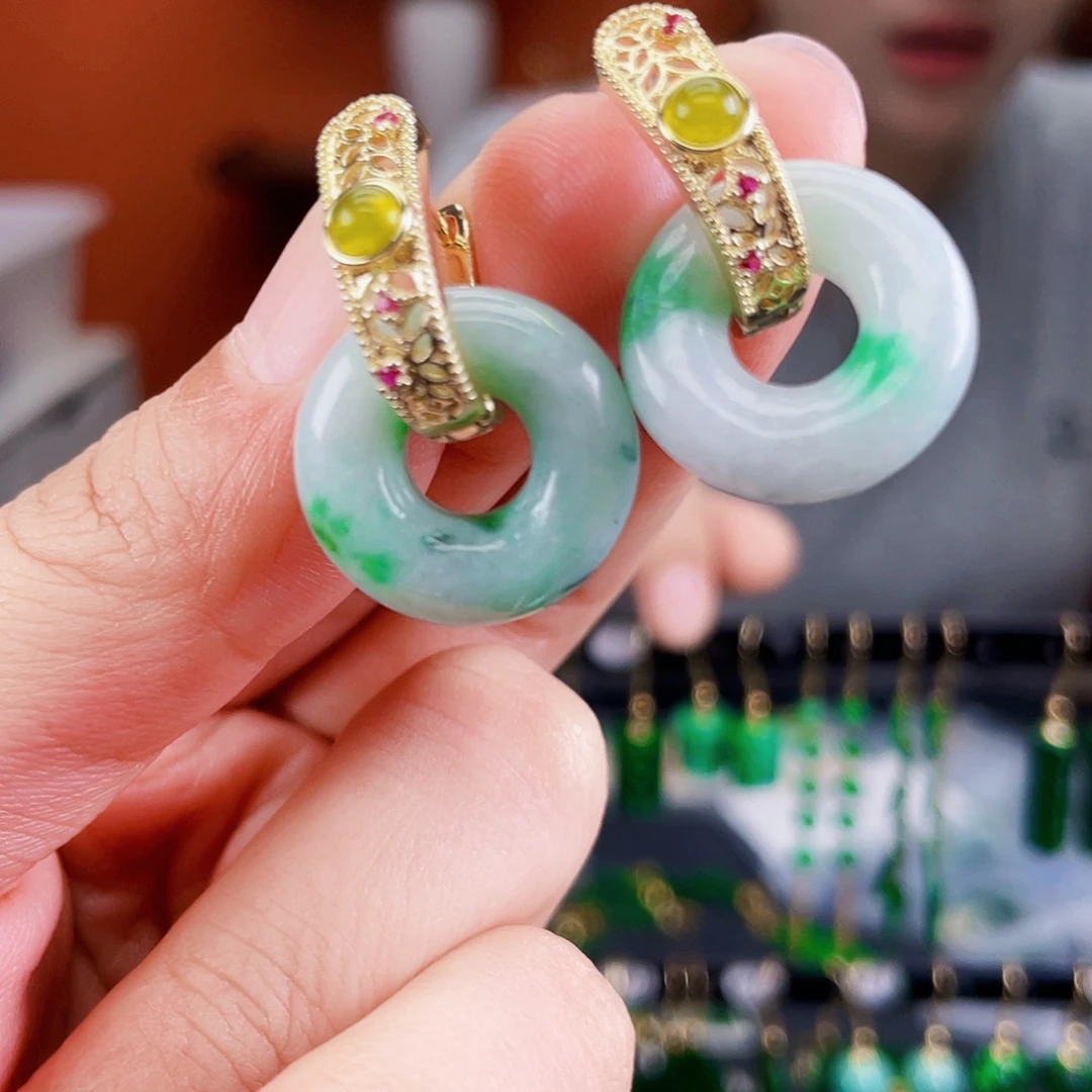 翡翠未镶嵌耳饰饰品