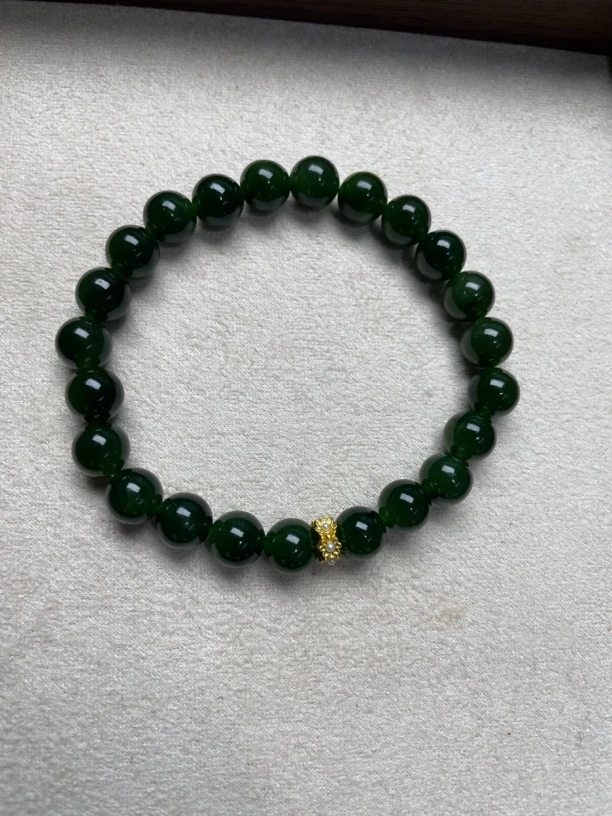 2119和田碧玉素圈手链有包容8mm