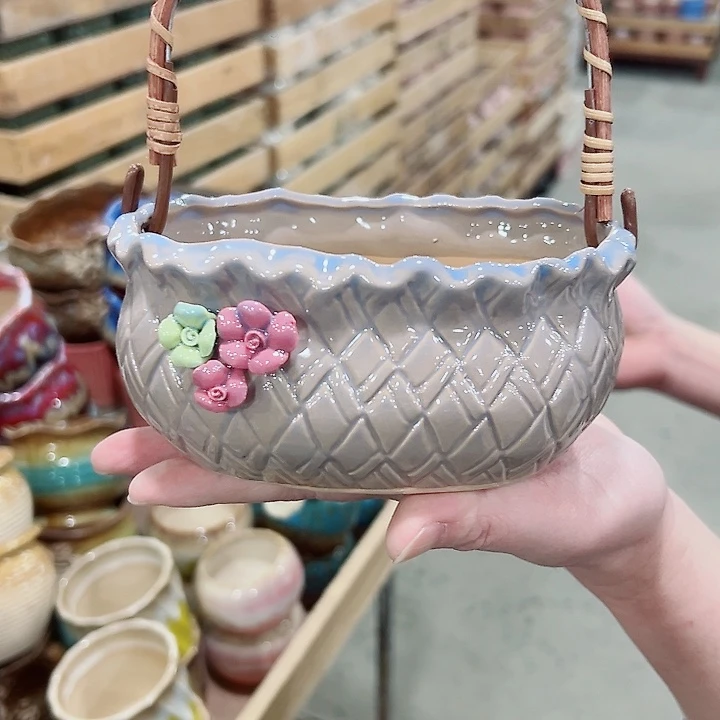 有孔.凑满10元发货多肉陶瓷花盆！