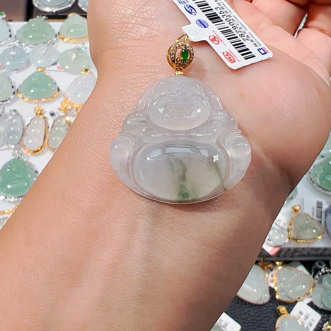 吊坠(不含链)18K金镶嵌翡翠佛公