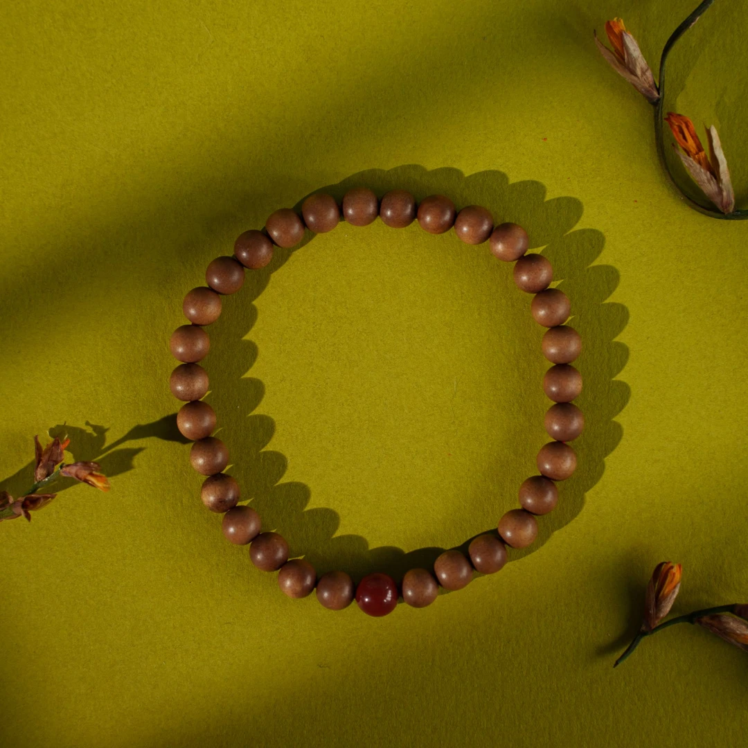 非金属木质手链 【荆褐】幻渺原创设计|简约素雅檀香圆珠手工手链