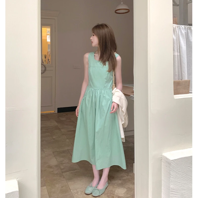FUGUI RICH小个子洋气连衣裙中长款夏小众松石绿裙子 26251L5594