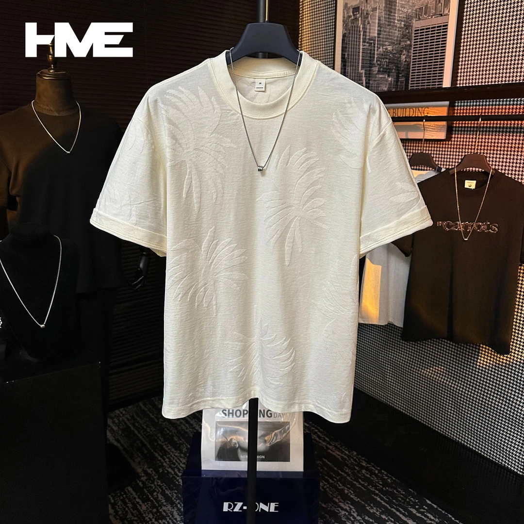 【季末5折】夏季原创提花毛织冰感棉亲肤柔软透气休闲200g重榜短袖