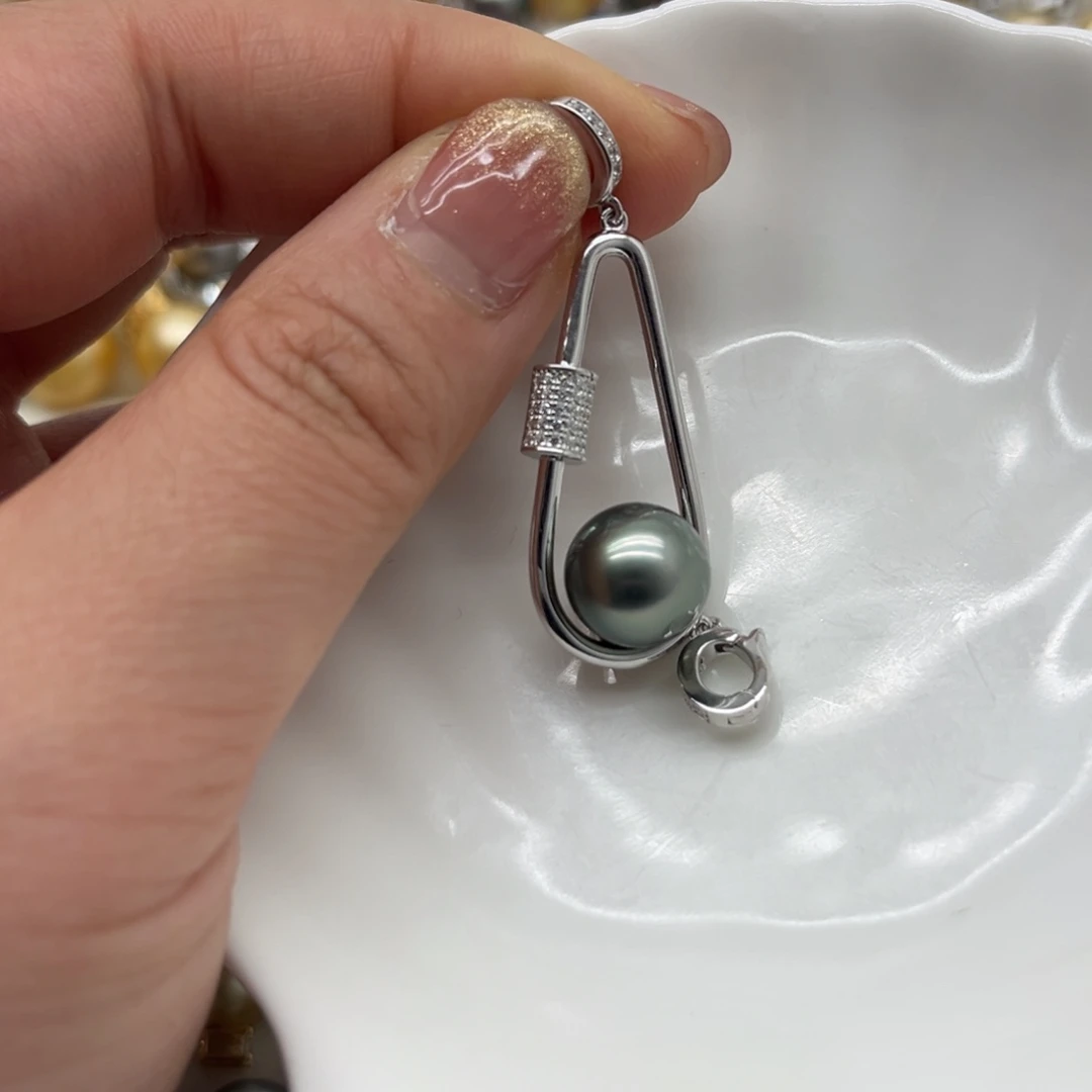 吊坠(不含链)银S925镶嵌海水珍珠