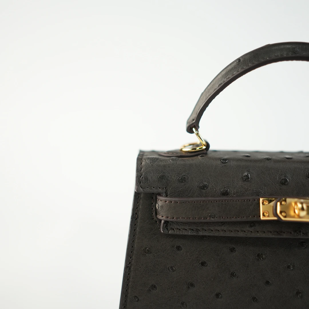 匠人乔皮具【鸵鸟KL 22金扣】时尚百搭真皮简约潮流女士单肩斜跨包